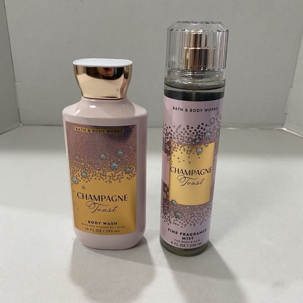 BATH AND BODY WORKS Champagne Toast FRAGRANCE MIST SPRAY + Body Wash 8 oz